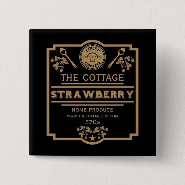 Strawberry Jam Seller 2 Inch Square Button (Front)