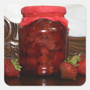 strawberry jam square sticker