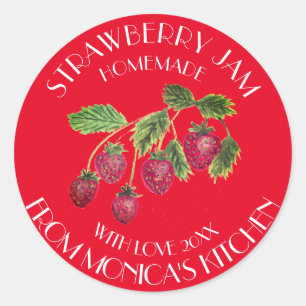 Strawberry Jam Watercolor Fruit Kitchen Preserves Classic Round Sticker