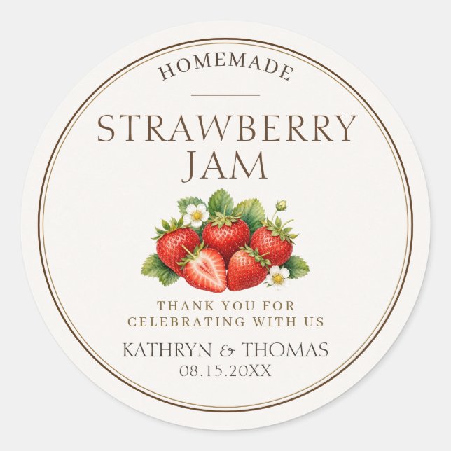 Strawberry Jam Wedding Favour Labels Personalized (Front)