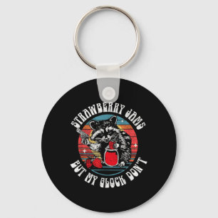 Strawberry Jams But Dont Funny Racoon for Men Keychain