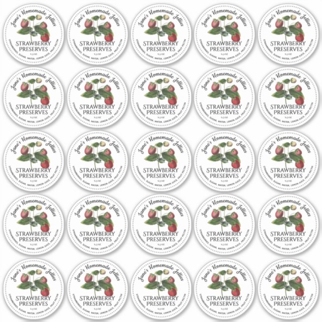 Strawberry Jelly 2.5" Wide Mouth Mason Jar Lid  (Front)