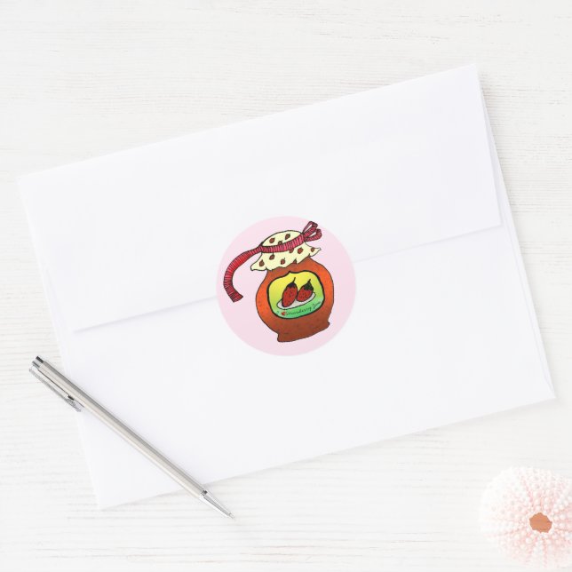 Strawberry Jelly Preserves  Classic Round Sticker (Envelope)