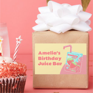 Strawberry Juice Box Birthday Party Sticker