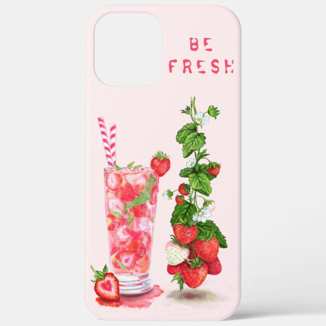 Strawberry Juice Drink iPhone Case - Custom Text (Back)