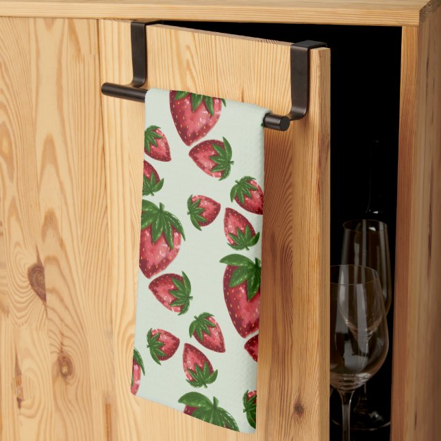Strawberry Kitchen Tea Towel Cute Fruit Pattern (Thirds Fold)