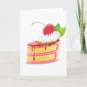 Strawberry Layer Cake Slice with Cream Card