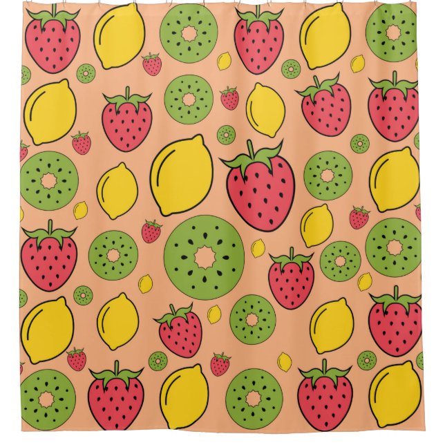 Strawberry, lemon and kiwi fruits wallpaper backgr (Front)