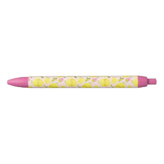Strawberry Lemon Pink Black Ink Pen