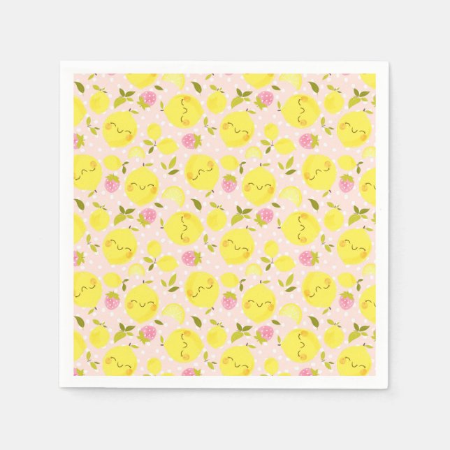 Strawberry Lemon Pink Napkin (Front)