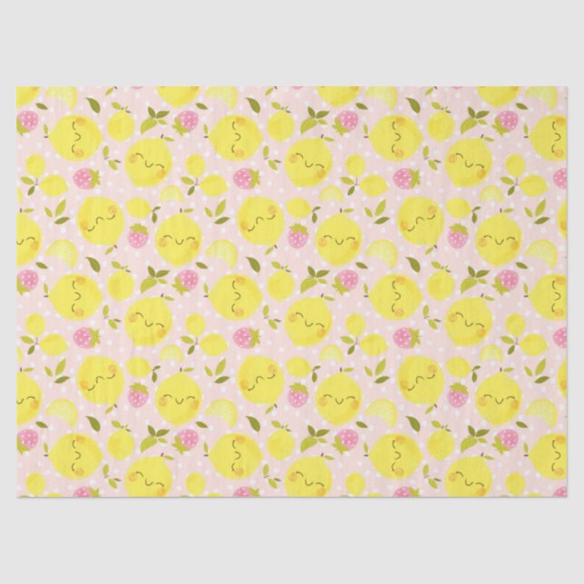 Strawberry Lemon Pink Tissue Paper (Front)