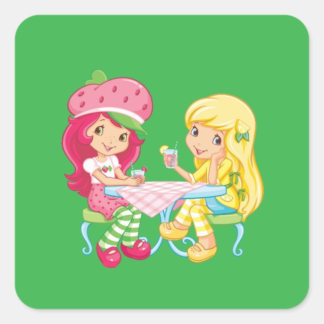 “Strawberry & Lemonade Besties” Square Sticker (Front)