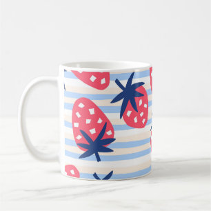 Strawberry Line Art: Sweet Seamless Pattern Coffee Mug