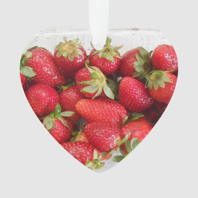 Strawberry love message with picture ornament (Front)