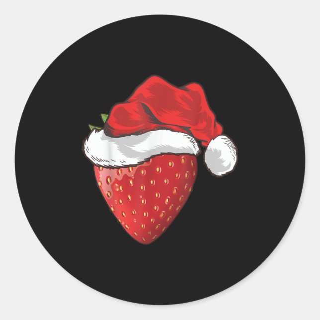 Strawberry Lover Gift Santa Hat Strawberry Christm Classic Round Sticker (Front)