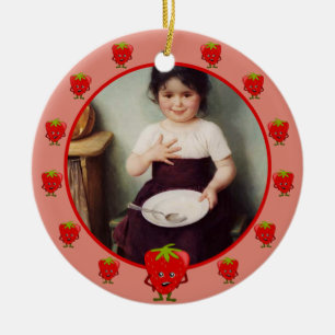 Strawberry Lover - Toon strawberries frame custom  Ceramic Ornament