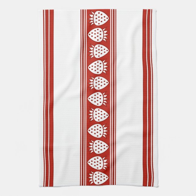 Strawberry Luxury Jacquard Stripes Kitchen Towel (Vertical)