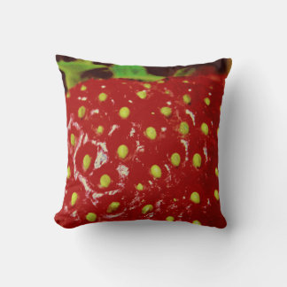 Strawberry Macrography Throw Pillow