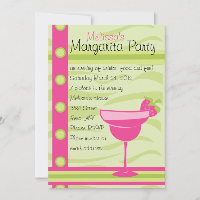 Strawberry Margarita Party Invitation (Front)