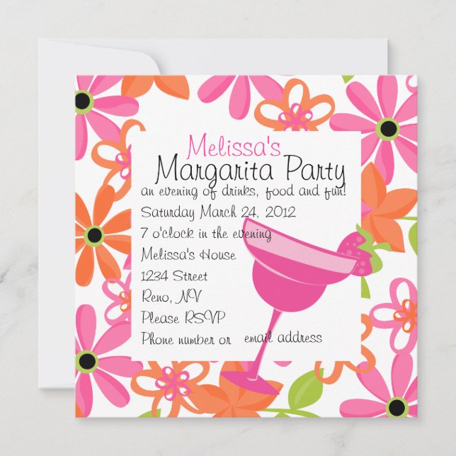 Strawberry Margarita Party Invitation (Front)