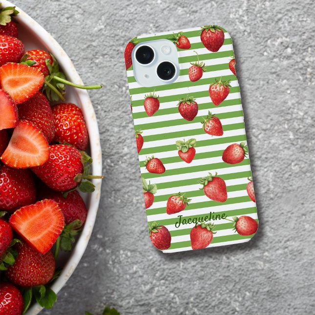 Strawberry Matcha Stripes Personalize Iphone Case (Creator Uploaded)