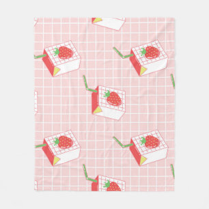 Strawberry Milk Cartoons: Playful Patterns Fleece Blanket