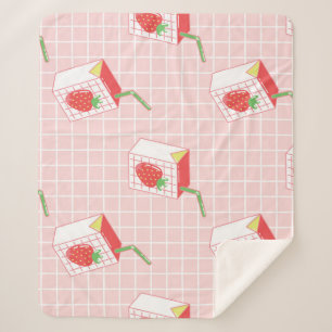 Strawberry Milk Cartoons: Playful Patterns Sherpa Blanket