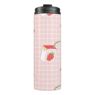 Strawberry Milk Cartoons: Playful Patterns Thermal Tumbler