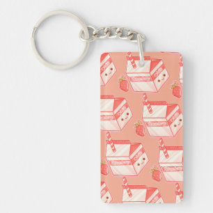 Strawberry milk cute face keychain