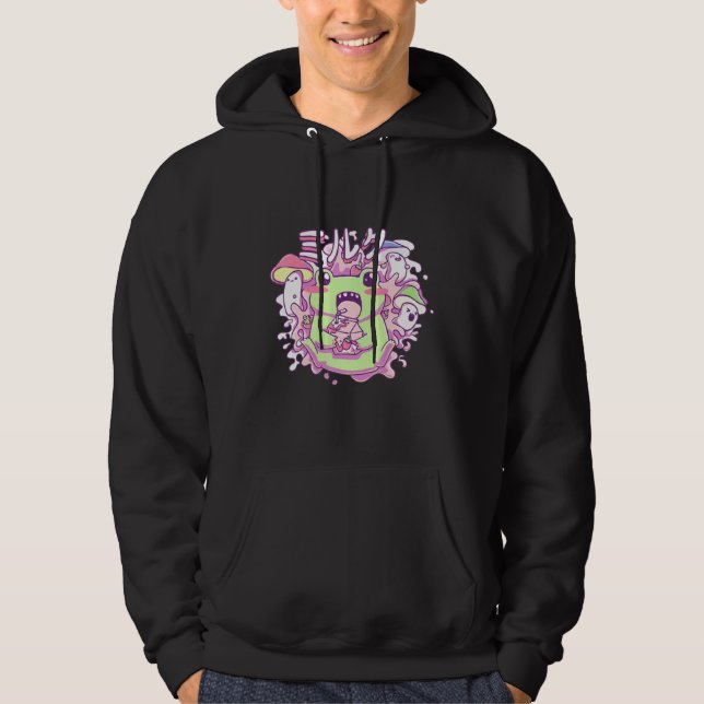 Strawberry Milk Drink Frog Hoodie (Front)