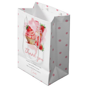 Strawberry Milkshake Birthday Personalized Photo Medium Gift Bag
