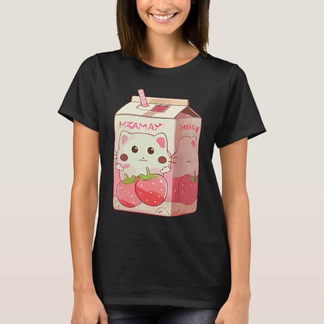 Strawberry Milkshake Cat  2 T-Shirt (Front)