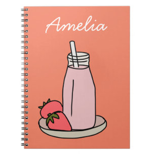 Strawberry Milkshake retro pink Notebook