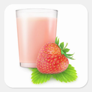 Strawberry milkshake square sticker