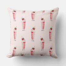 Strawberry Milkshake Throw Pillow 