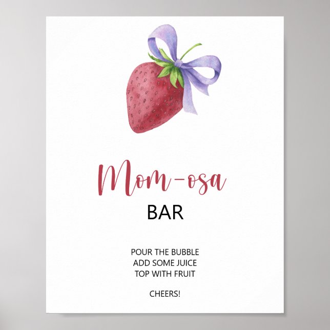Strawberry - mimosa bar baby shower poster (Front)