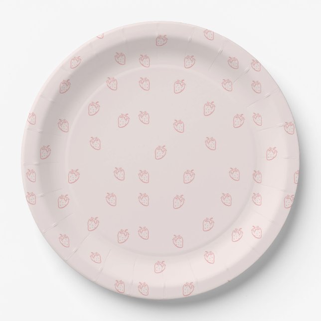 Strawberry Minimalism Paper Plate (Front)
