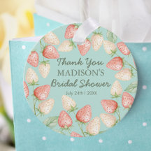 Strawberry Mint Green Bridal Shower Thank You