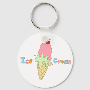 Strawberry Mint Ice Cream Cone Keychain