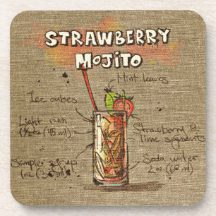 Strawberry Mojito Cocktail Drink Coaster