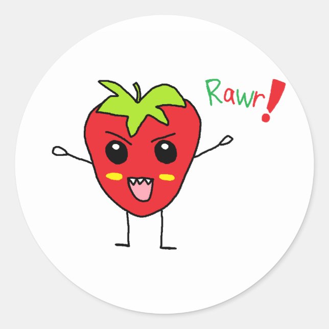 Strawberry Monster Classic Round Sticker (Front)