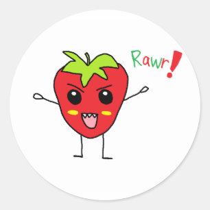 Strawberry Monster Classic Round Sticker