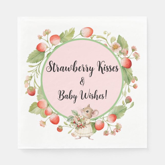 Strawberry Mouse Baby Shower-Party Napkin (Front)