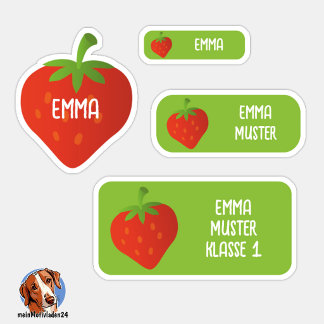 Strawberry Name Labels – Set of 24 waterproof