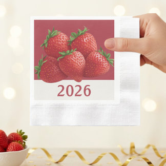 Strawberry New Year's Eve Cute Napkin