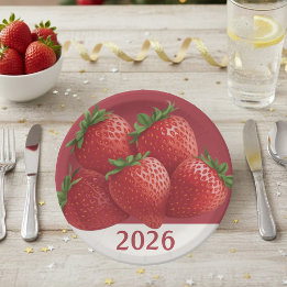 Strawberry New Year's Eve Sweet Paper Plate