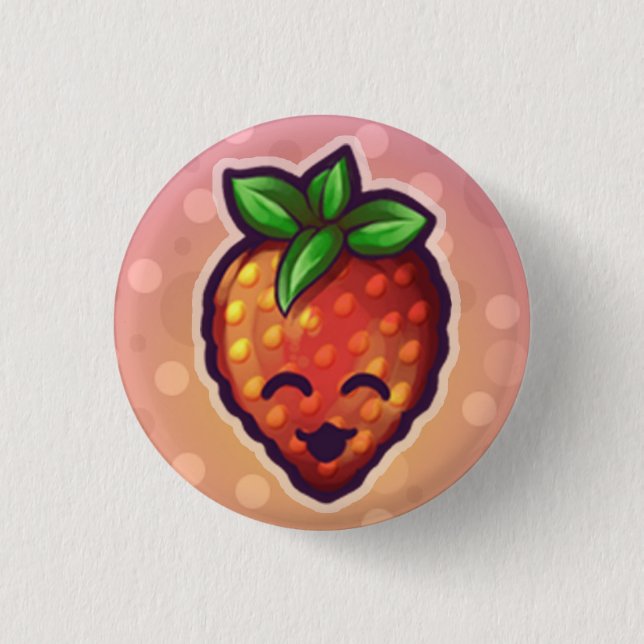 Strawberry^o^ 1 Inch Round Button (Front)