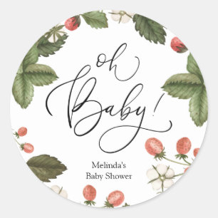Strawberry Oh Baby Favour Classic Round Sticker