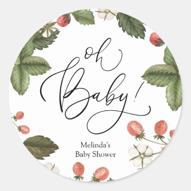 Strawberry Oh Baby Favour Classic Round Sticker (Front)