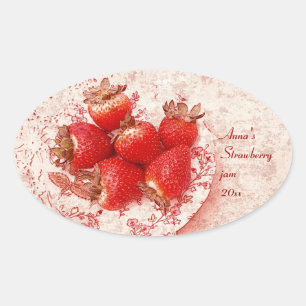 strawberry - old countrry style jam canning label